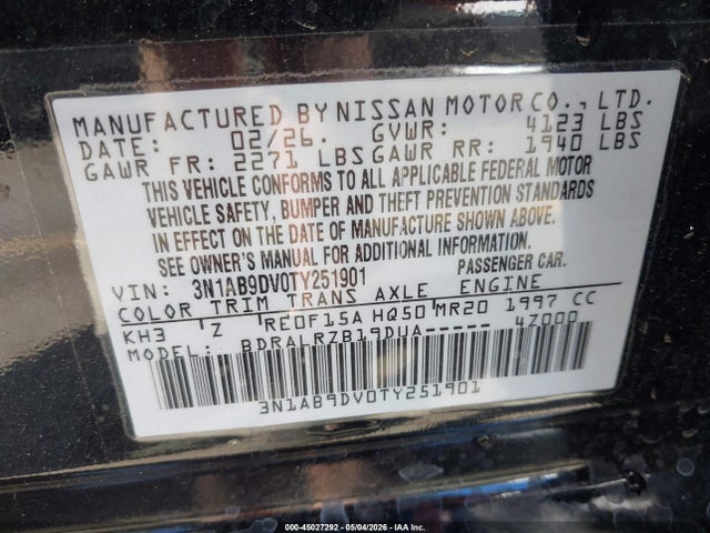 Nissan SENTRA SR 2026 3N1AB9DV0TY251901 Image 9