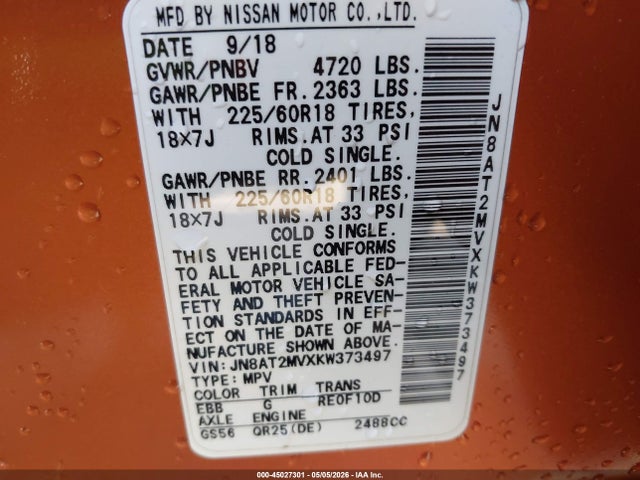 Nissan ROGUE SV 2019 JN8AT2MVXKW373497 Image 9
