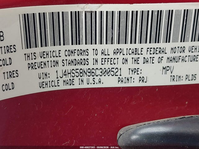 Продаж на аукціоні авто 2006 Jeep Grand Cherokee Limited, vin: 1J4HS58N96C300521, номер лоту: 45027303
