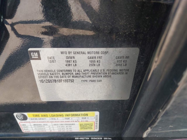 Продажа на аукционе авто 2008 Chevrolet Malibu Ls, vin: 1G1ZG57B18F180792, номер лота: 45027354