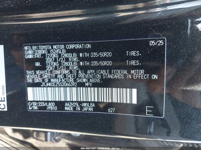 2025 Lexus Nx 350h Luxury მანქანა იყიდება აუქციონზე, vin: JTJHKCEZ5S2066392, აუქციონის ნომერი: 45027387
