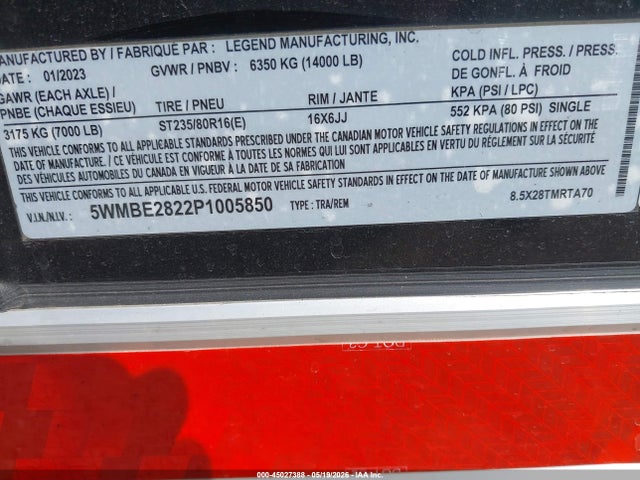 Продаж на аукціоні авто 2023 Other Other, vin: 5WMBE2822P1005850, номер лоту: 45027388