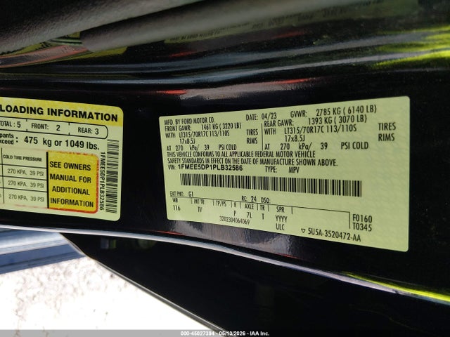 45027394 :رقم المزاد ، 1FMEE5DP1PLB32586 vin ، 2023 Ford Bronco Wildtrak مزاد بيع