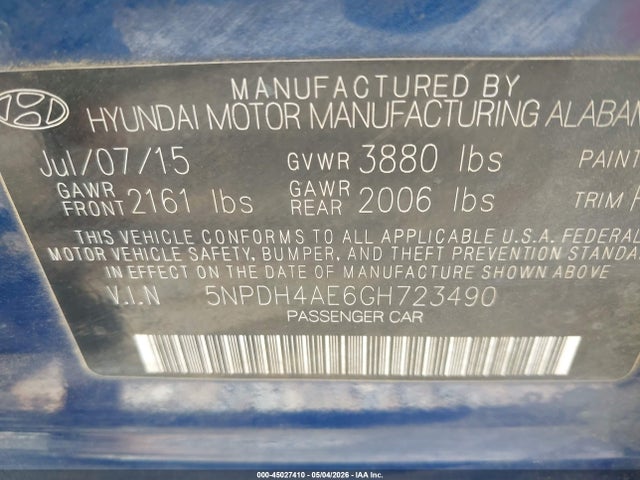 Hyundai ELANTRA SE 2016 5NPDH4AE6GH723490 Image 9