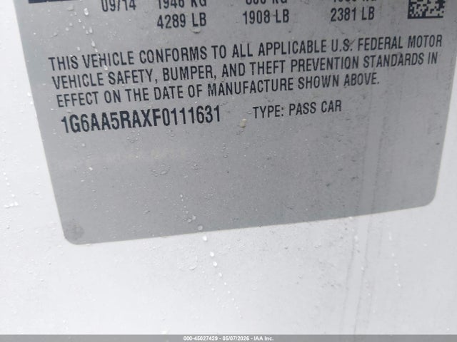Продаж на аукціоні авто 2015 Cadillac Ats Standard, vin: 1G6AA5RAXF0111631, номер лоту: 45027429