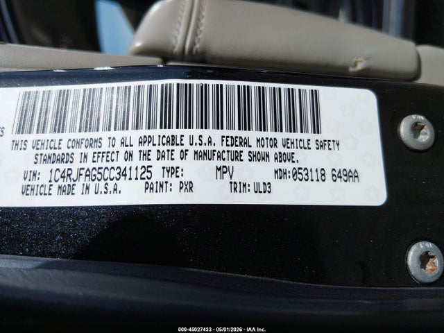 2012 Jeep Grand Cherokee Laredo მანქანა იყიდება აუქციონზე, vin: 1C4RJFAG5CC341125, აუქციონის ნომერი: 45027433