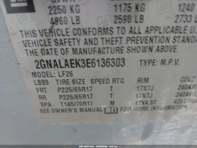 Aukcja sprzedaży 2014 Chevrolet Equinox Ls, vin: 2GNALAEK3E6136303, numer aukcji: 45027454