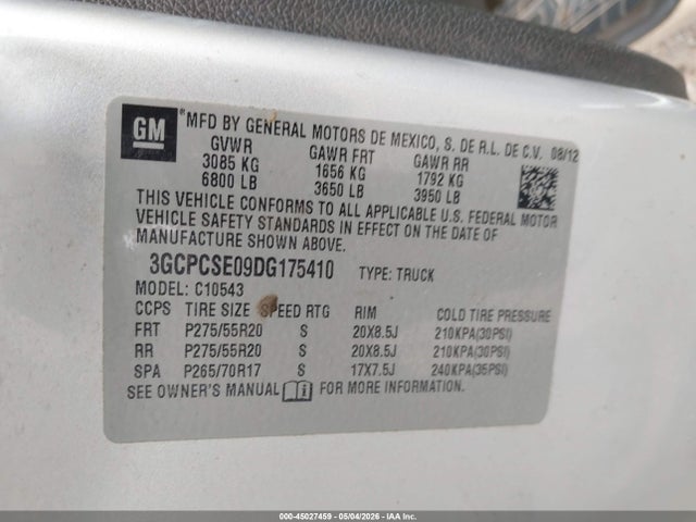 Aukcja sprzedaży 2013 Chevrolet Silverado 1500 Lt, vin: 3GCPCSE09DG175410, numer aukcji: 45027459