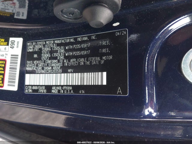 Продаж на аукціоні авто 2024 Toyota Sienna Xle, vin: 5TDYRKEC2RS203599, номер лоту: 45027522