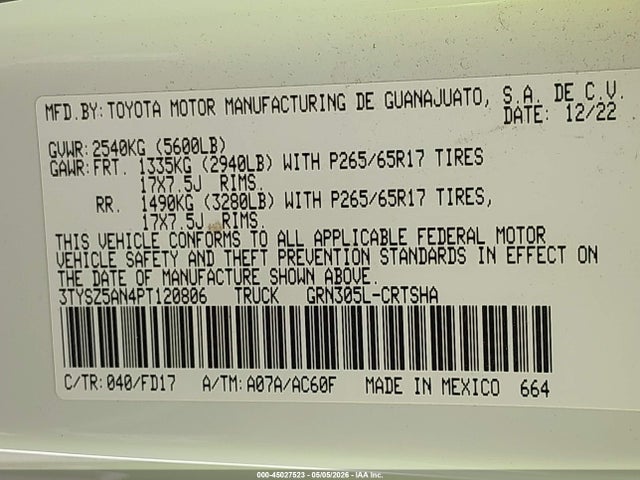 3TYSZ5AN4PT120806 Toyota Tacoma Trd Sport