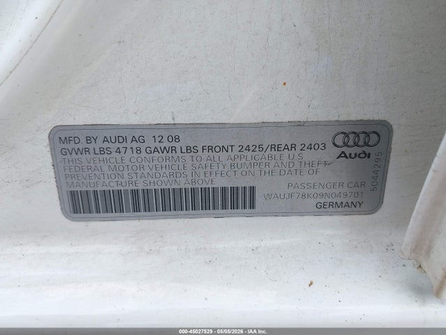 Aukcja sprzedaży 2009 Audi A4 2.0t Premium, vin: WAUJF78K09N049701, numer aukcji: 45027529