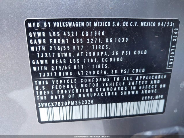 3VVCX7B20PM352326 Volkswagen Taos 1.5t S