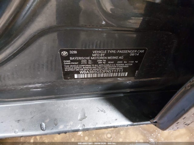 2015 Bmw 328i Xdrive მანქანა იყიდება აუქციონზე, vin: WBA3B5G53FNS11711, აუქციონის ნომერი: 45027563