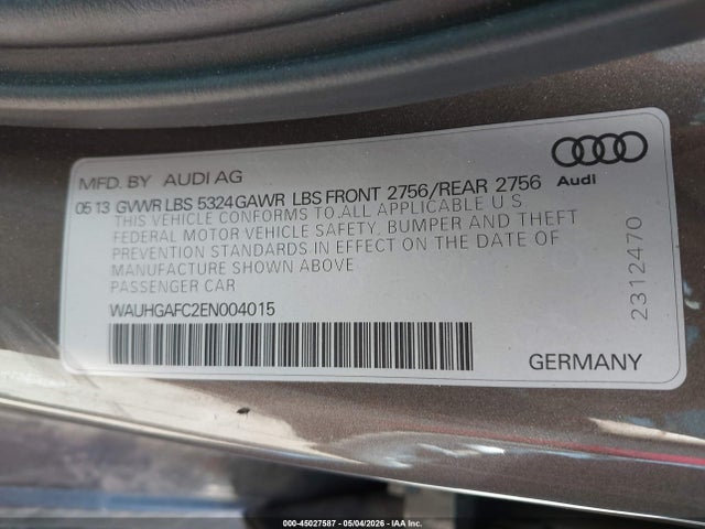 Aukcja sprzedaży 2014 Audi A6 3.0t Premium Plus, vin: WAUHGAFC2EN004015, numer aukcji: 45027587
