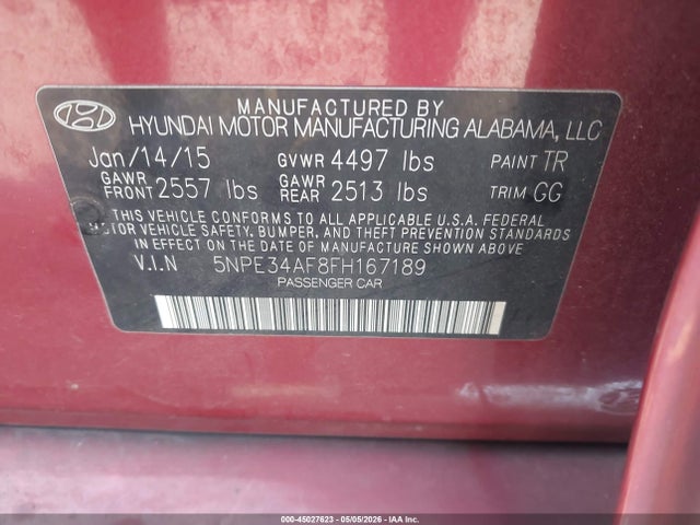 Продажа на аукционе авто 2015 Hyundai Sonata Sport, vin: 5NPE34AF8FH167189, номер лота: 45027623