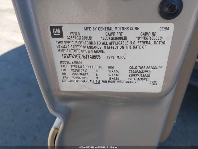 Продажа на аукционе авто 2005 Gmc Yukon Xl 1500 Slt, vin: 1GKFK16Z75J140505, номер лота: 45027628