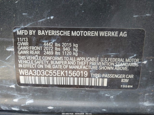 Продаж на аукціоні авто 2014 Bmw 328d, vin: WBA3D3C55EK156019, номер лоту: 45027635
