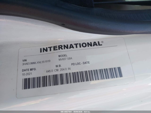 Продажа на аукционе авто 2022 International Mv, vin: 3HAEUMMLXNL551919, номер лота: 45027641