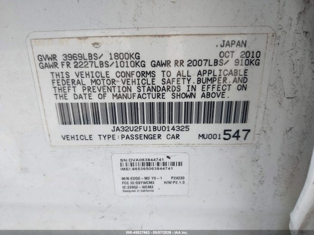 Продажа на аукционе авто 2011 Mitsubishi Lancer Es, vin: JA32U2FU1BU014325, номер лота: 45027663