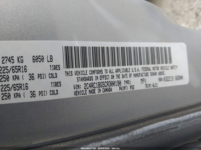 45027705 :رقم المزاد ، 2C4RC1BG5CR300190 vin ، 2012 Chrysler Town & Country Touring مزاد بيع