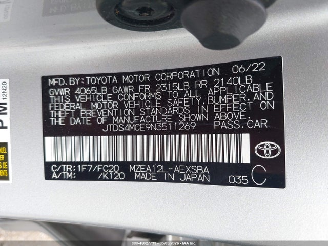 Toyota COROLLA SE 2022 JTDS4MCE9N3511269 Image 9