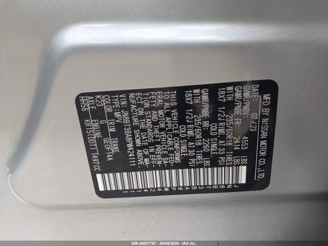 Продаж на аукціоні авто 2023 Nissan Rogue Sv Fwd, vin: JN8BT3BA8PW424111, номер лоту: 45027767