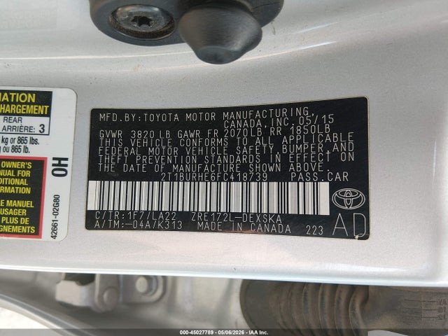 Toyota Corolla S Premium 2015 2T1BURHE6FC418739 Image 9