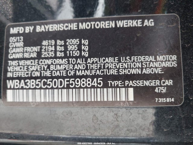 2013 Bmw 328i Xdrive მანქანა იყიდება აუქციონზე, vin: WBA3B5C50DF598845, აუქციონის ნომერი: 45027805