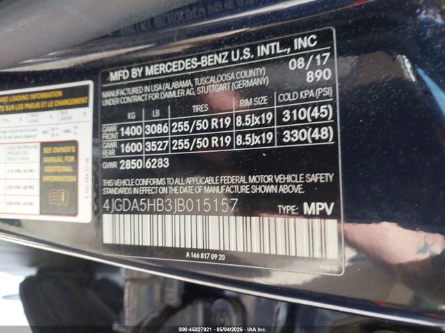 4JGDA5HB3JB015157 Mercedes-Benz Gle 350 4matic