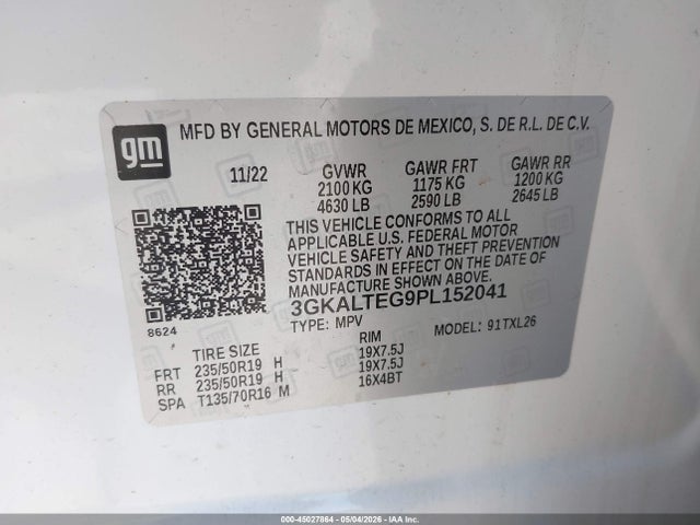 Aukcja sprzedaży 2023 Gmc Terrain Awd Sle, vin: 3GKALTEG9PL152041, numer aukcji: 45027864