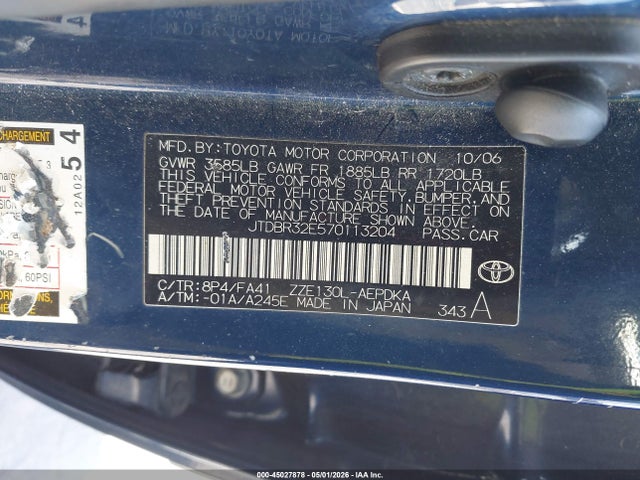 Aukcja sprzedaży 2007 Toyota Corolla Ce, vin: JTDBR32E570113204, numer aukcji: 45027878