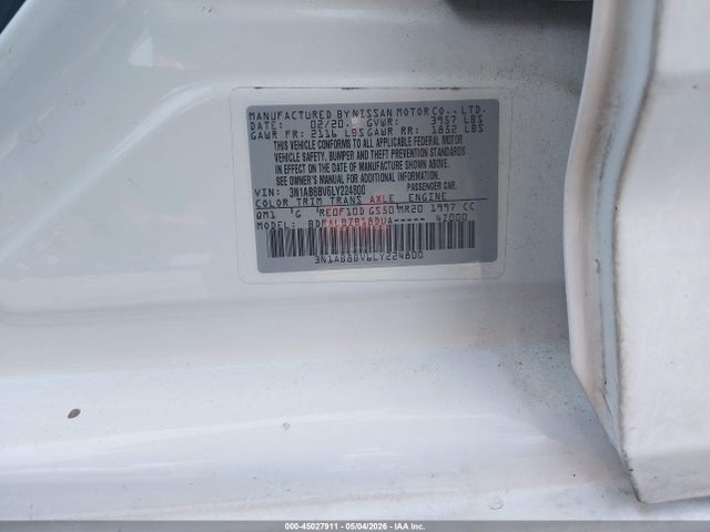 Aukcja sprzedaży 2020 Nissan Sentra S Xtronic Cvt, vin: 3N1AB8BV6LY224800, numer aukcji: 45027911