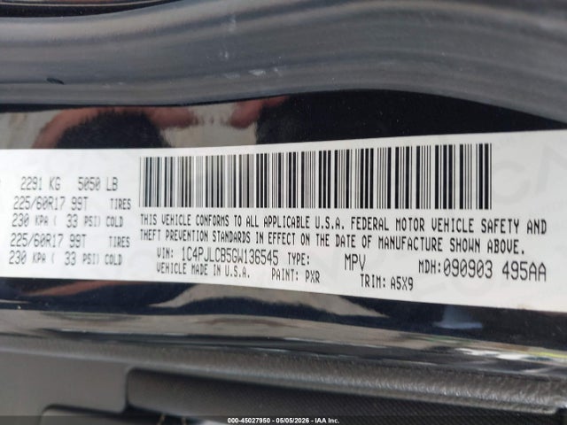 Aukcja sprzedaży 2016 Jeep Cherokee Latitude, vin: 1C4PJLCB5GW136545, numer aukcji: 45027950