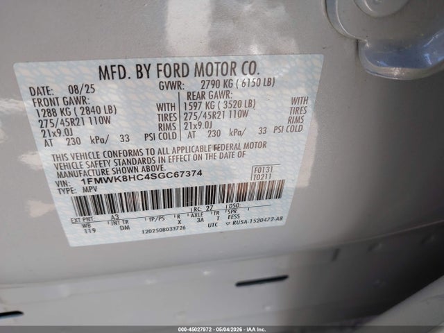 Ford Explorer Platinum 2025 1FMWK8HC4SGC67374 Image 9
