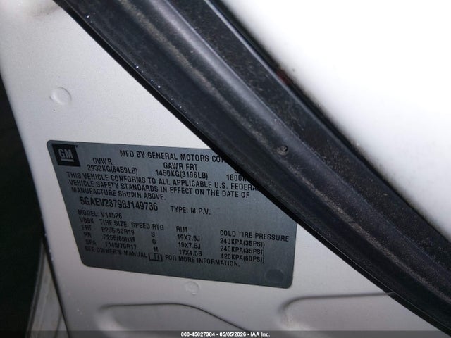 2008 Buick Enclave Cxl მანქანა იყიდება აუქციონზე, vin: 5GAEV23798J149736, აუქციონის ნომერი: 45027984