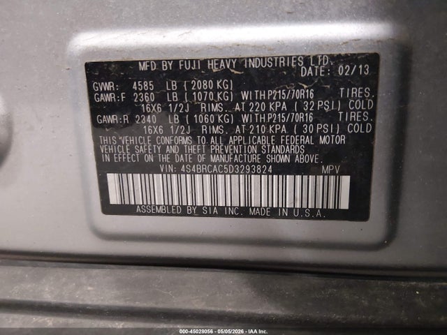 Aukcja sprzedaży 2013 Subaru Outback 2.5i, vin: 4S4BRCAC5D3293824, numer aukcji: 45028056