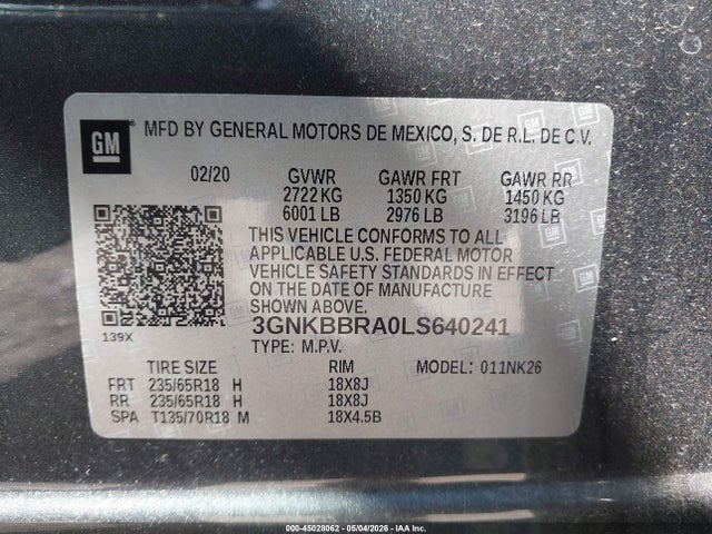 Продаж на аукціоні авто 2020 Chevrolet Blazer Fwd 1lt, vin: 3GNKBBRA0LS640241, номер лоту: 45028062