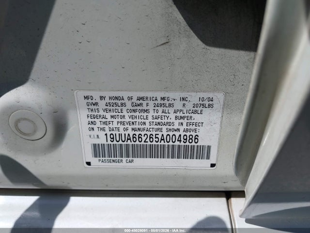 Продаж на аукціоні авто 2005 Acura Tl, vin: 19UUA66265A004986, номер лоту: 45028091
