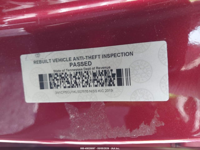 45028097 :رقم المزاد ، 3N1CP5CU1KL507535 vin ، 2019 Nissan Kicks Sr مزاد بيع