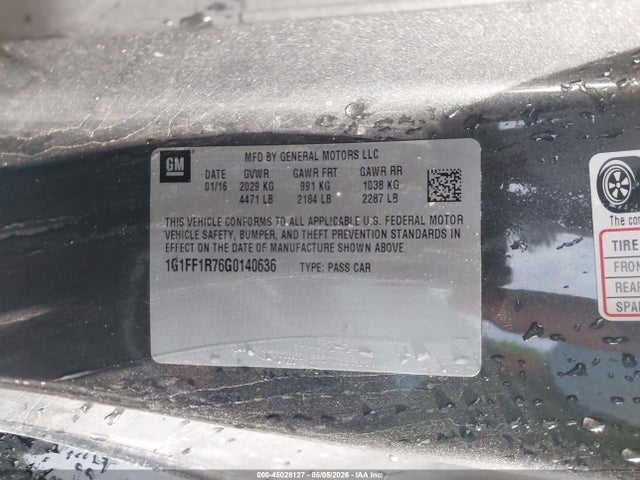 45028127 :رقم المزاد ، 1G1FF1R76G0140636 vin ، 2016 Chevrolet Camaro 1ss مزاد بيع