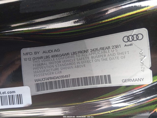 45028140 :رقم المزاد ، WAUCFAFR4DA035497 vin ، 2013 Audi A5 2.0t Premium مزاد بيع