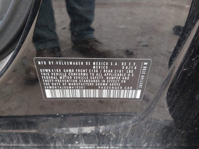 Продаж на аукціоні авто 2016 Volkswagen Jetta 1.4t Se, vin: 3VWD67AJXGM419381, номер лоту: 45028174