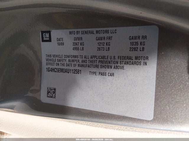 45028180 :رقم المزاد ، 1G4HC5EM0AU112581 vin ، 2010 Buick Lucerne Cxl مزاد بيع