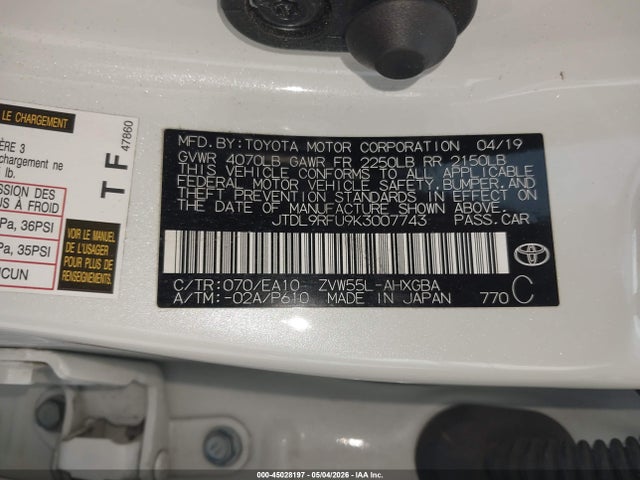 Продажа на аукционе авто 2019 Toyota Prius Xle, vin: JTDL9RFU9K3007743, номер лота: 45028197