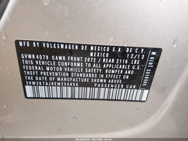 Продаж на аукціоні авто 2014 Volkswagen Jetta 2.0l S, vin: 3VW2K7AJ8EM256858, номер лоту: 45028198