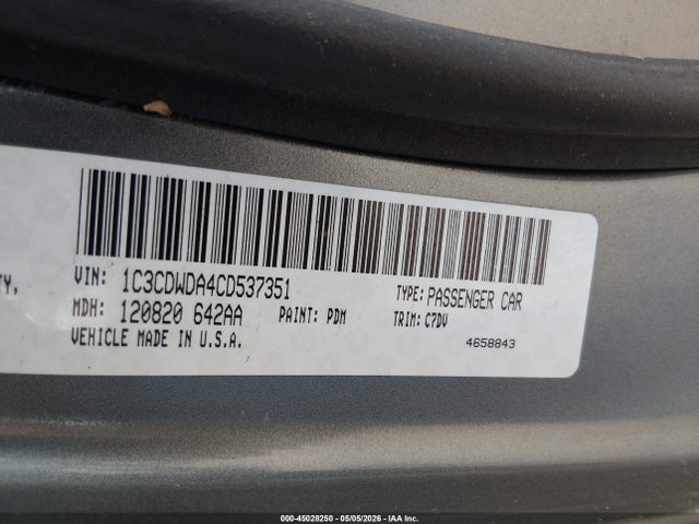Продаж на аукціоні авто 2012 Dodge Caliber Sxt, vin: 1C3CDWDA4CD537351, номер лоту: 45028250