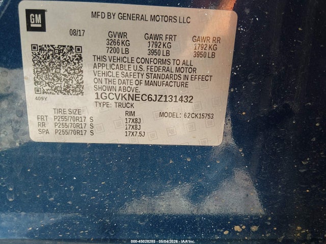 Продаж на аукціоні авто 2018 Chevrolet Silverado 1500 Wt, vin: 1GCVKNEC6JZ131432, номер лоту: 45028285