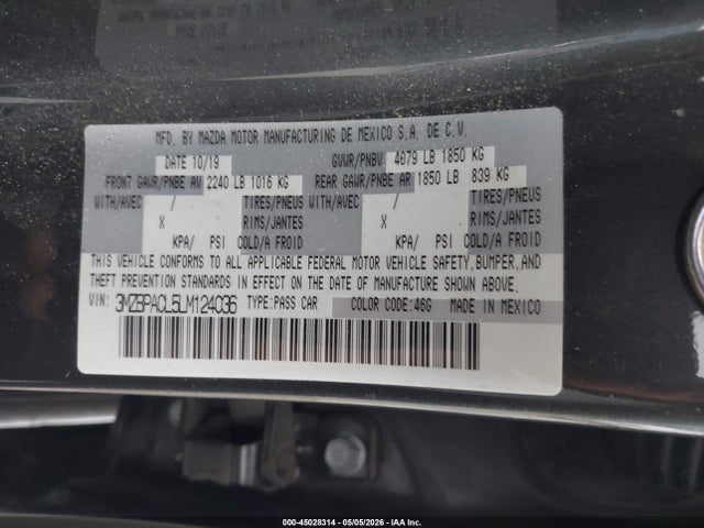 3MZBPACL5LM124036 Mazda Mazda3 Select Package
