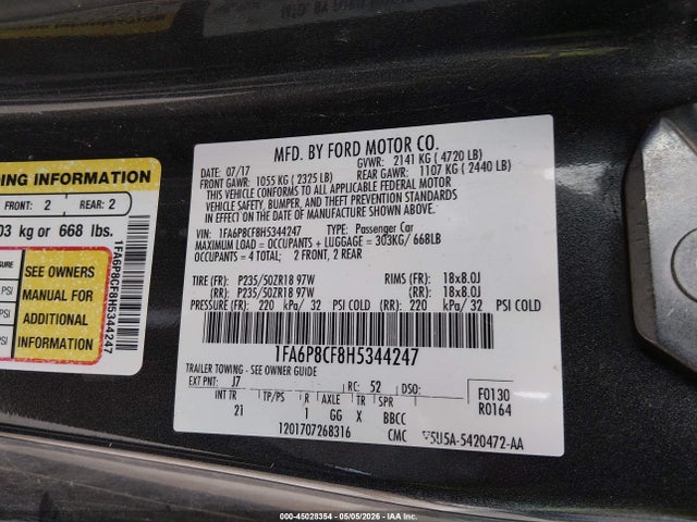 Ford MUSTANG GT 2017 1FA6P8CF8H5344247 Image 9