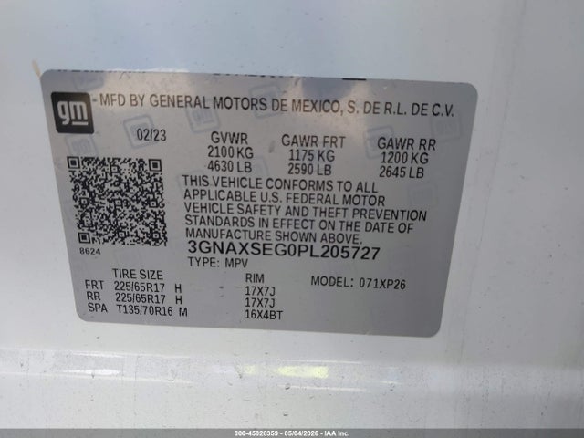 3GNAXSEG0PL205727 Chevrolet Equinox Awd Ls